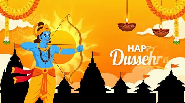 Lord rama happy dussehra festival animation