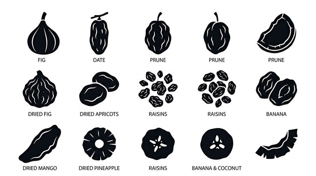Variety of fruit icons collection.