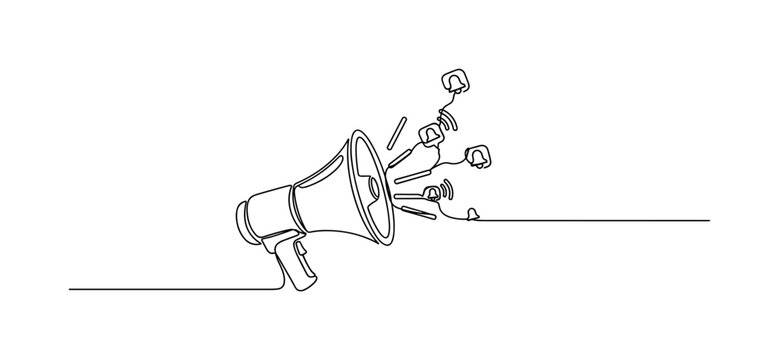 Digital Marketing Strategy Idea. Minimalistic one-line drawing magnifying glass combined with upward trending graph line, continuous single black line on white