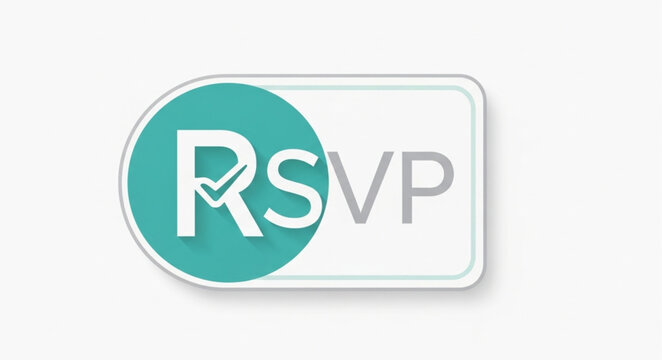 RSVP Icon with Checkmark - Invitation Confirmation and Event Attendance Symbol.