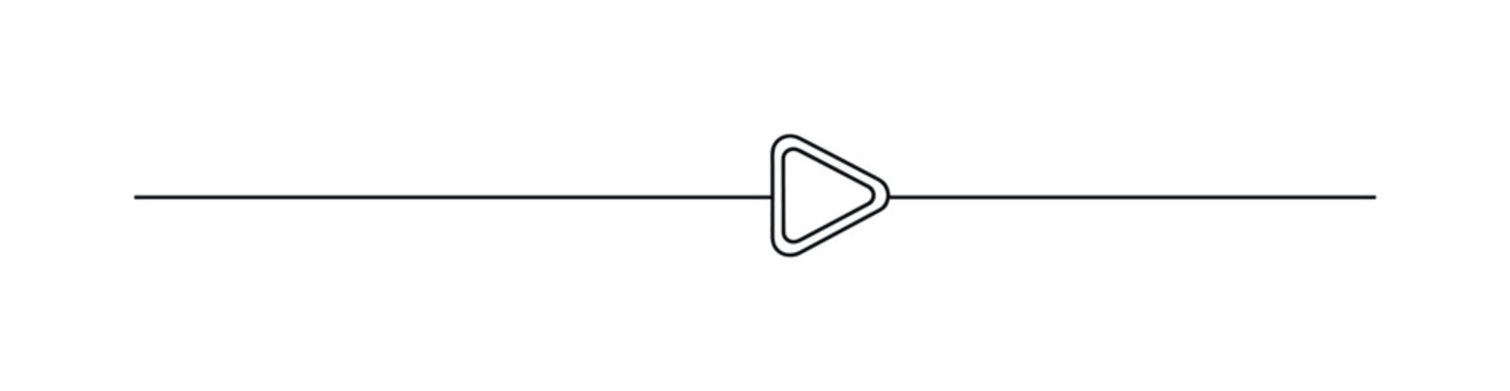 Timeline Control Scene. Minimalistic one-line drawing editing interface with playhead marker sliding along clean horizontal bar, continuous single black line