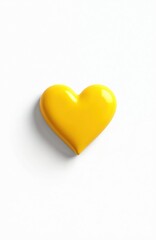 Fototapeta premium Solid bright yellow heart shape isolated on a clean white background. This simple graphic element conveys positive emotions and affection. Useful for design projects needing warmth.