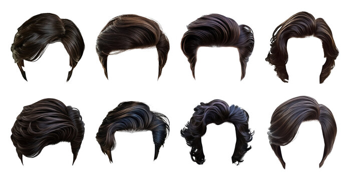 PNG Stylish men's hairpiece collection on transparent background