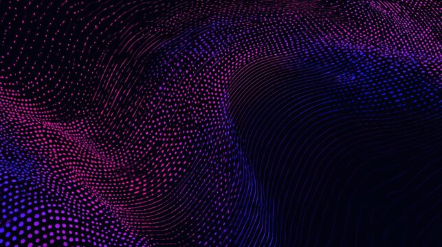 Abstract digital landscape of colored dots, creating a flowing, wavy design