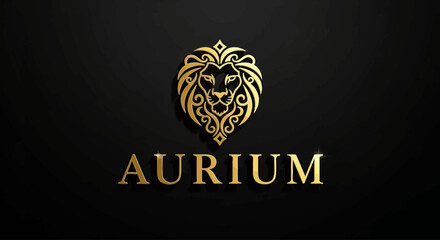 Golden lion logo on black background. © UMAR