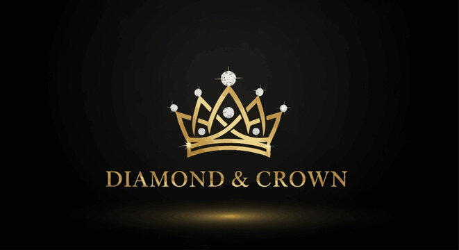 Luxury crown logo with diamond.