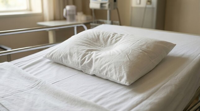Indented Pillow on Empty Hospital Bed