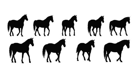 Obraz premium Black Horse Silhouettes Vector Set - Animals Nature