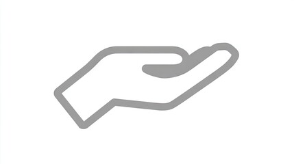 Fototapeta premium Stylized outline drawing depicts an open hand presented upwards in a gesture of offering or receiving.