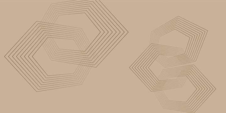Elegant Cream Background with Brown Linear Hexagon Grids
