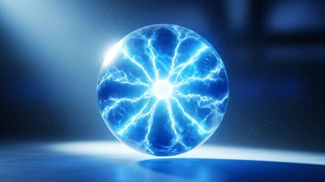 Electricity glowing blue orb light.