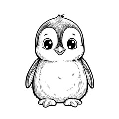 Obraz premium A cute baby penguin coloring page.
