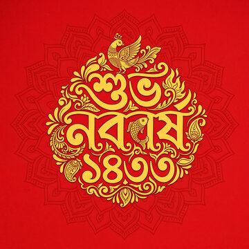 Bangla typography for bengali new year shuvo noboborsho