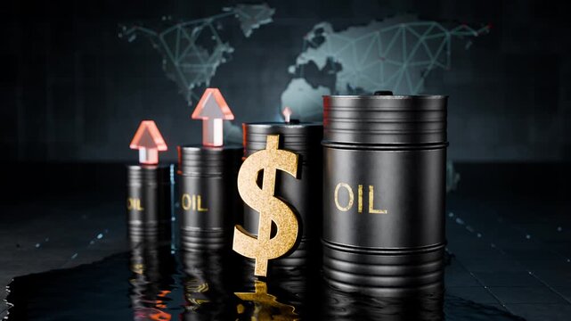 Animation for oil and fuel trading news and rising fossil fuel prices. Rising oil prices. Arrows indicate rising oil prices or demand.