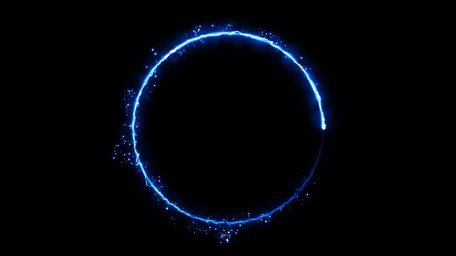 abstract neon lights and glitter star dust circle frame alpha channel loop animation, technology futuristic game and science isolated social media motion design element