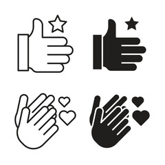 Fototapeta premium Appreciation icon collection in black color. Stroke Lines and flat silhouette style icons