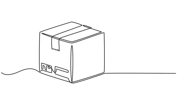 box package icon full length animation continuous one line drawing, box package icon delivery line gift storage cardboard doodle continuous container. a simple shipping package delivery box. 