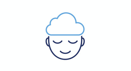 Obraz premium Smiling face with closed eyes and cloud.