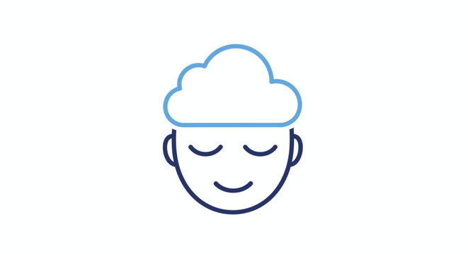 Smiling face with closed eyes and cloud.