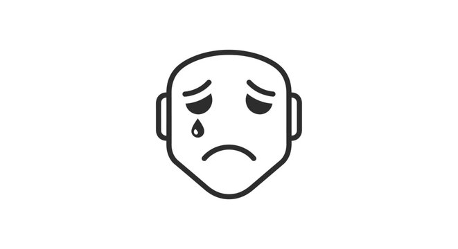 Sad crying man face emoticon.