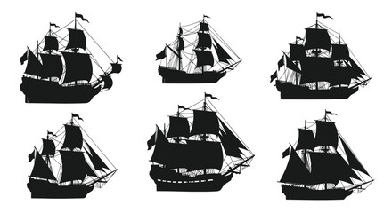 Silhouette Collection of Vintage Sailing Ships © zebra