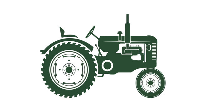 Vintage Tractor Silhouette - Agricultural Machine Graphic