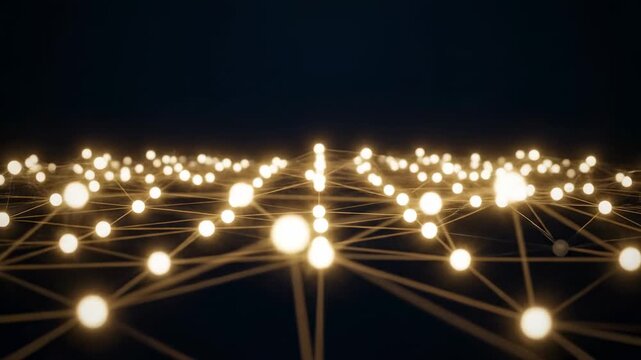 Mesmerizing abstract long-exposure shot featuring a linear path of bright, glowing yellow lights extending into the distance against a dark background.