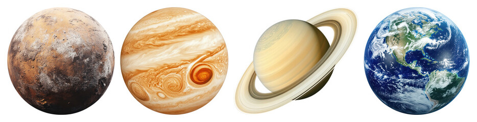 Fototapeta premium PNG Planets showcasing solar system beauty on transparent background