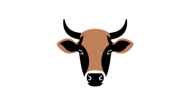 Brown Cow Head with Black Horns.