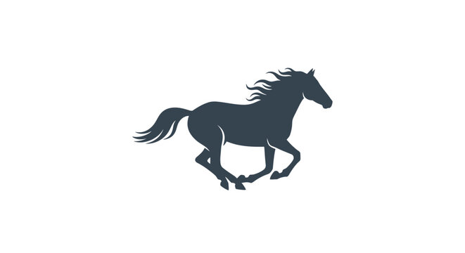 Black Horse Running Fast Silhouette Side.