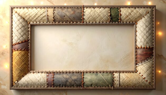 Rustic Patchwork Photo Frame with Textured Border.