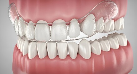 Obraz premium Clear Dental Aligners for Teeth Straightening - Close-up 3D Render