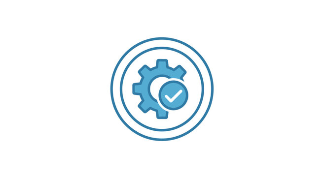 Blue gear icon with checkmark.