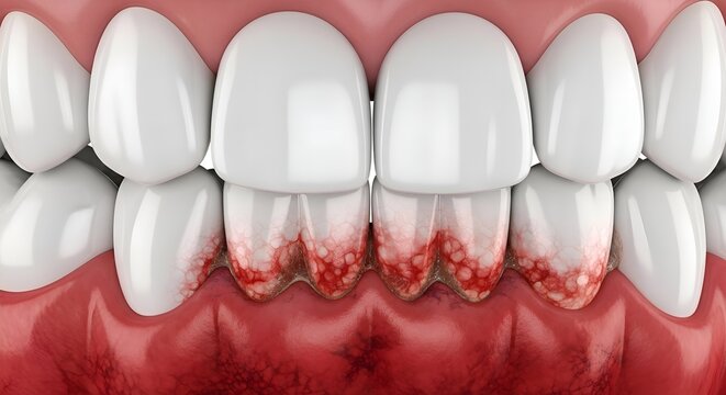 Human Teeth and Inflamed Gums - Gum Disease Illustration