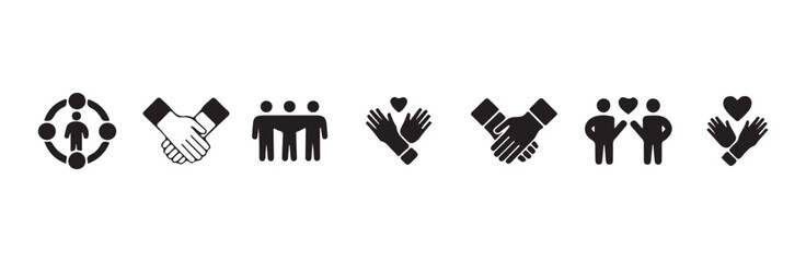Obraz premium Different icons depicting human connection teamwork agreement support relationships and shared success concepts