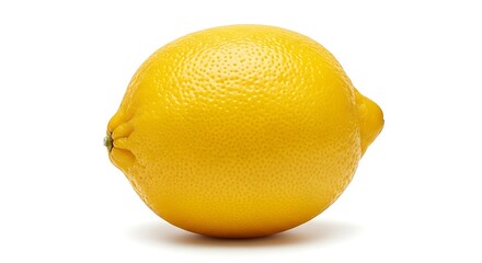 Vibrant yellow lemon isolated on white background with textured peel detail