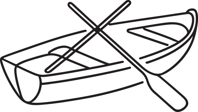 Black and white line drawing of aold boat  with a tall, thin mast and a single sail