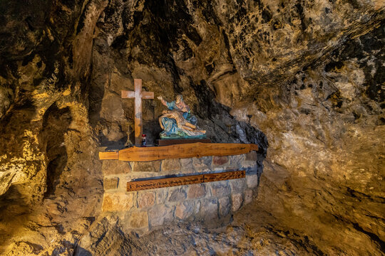 QADISHA, LEBANON - JULY 28, 2022: Tomb in the Monastery of Mar Lishaa in Qadisha valley, Lebanon