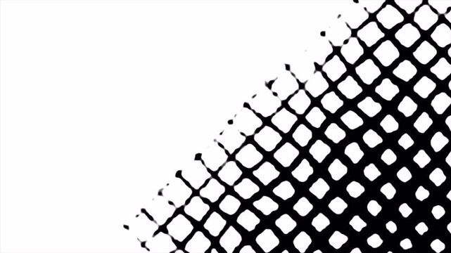 Diagonal halftone grid transition. Abstract dot matrix pattern wipe with smooth reveal effect