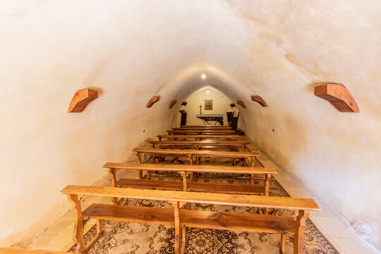 QADISHA, LEBANON - JULY 28, 2022: Chapel in Qannoubine monastery in Qadisha valley, Lebanon