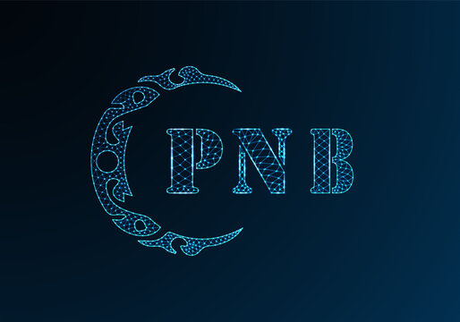 Low poly letter logo PNB design. PNB letter logo low poly vector design on blue color gradient background. PNB logo low poly design