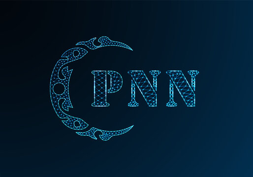 Low poly letter logo PNN design. PNN letter logo low poly vector design on blue color gradient background. PNN logo low poly design