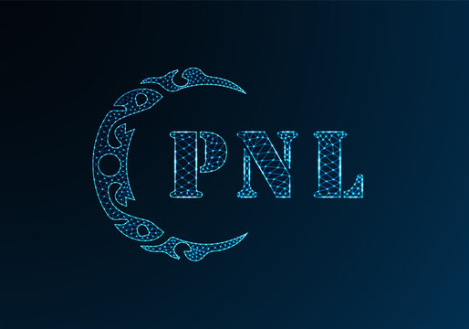 Low poly letter logo PNL design. PNL letter logo low poly vector design on blue color gradient background. PNL logo low poly design