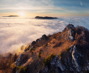 Obraz premium Mountain landscape above clouds, nice panorama from Slovakia