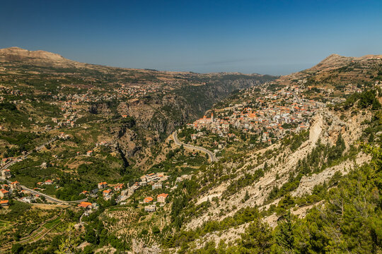 Bcharre (Bsharri) town in Qadisha valley, Lebanon