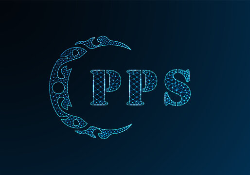 Low poly letter logo PPS design. PPS letter logo low poly vector design on blue color gradient background. PPS logo low poly design