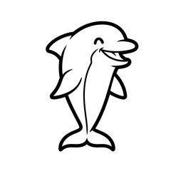 Naklejka premium Cartoon Smiling Dolphin Illustration.