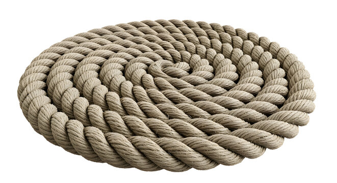 A tightly coiled rope forms a circular pattern on a black background