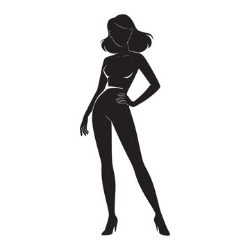 A black silhouette of a woman in a provocative pose Vector
