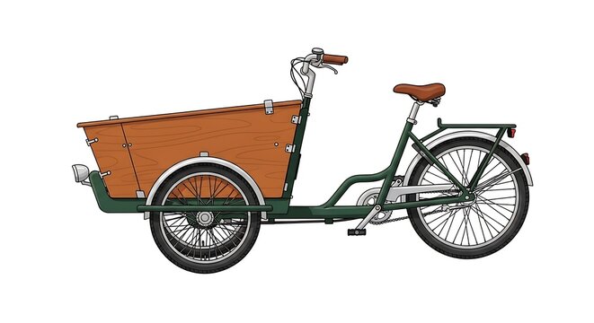 Brown cargo bike on white.